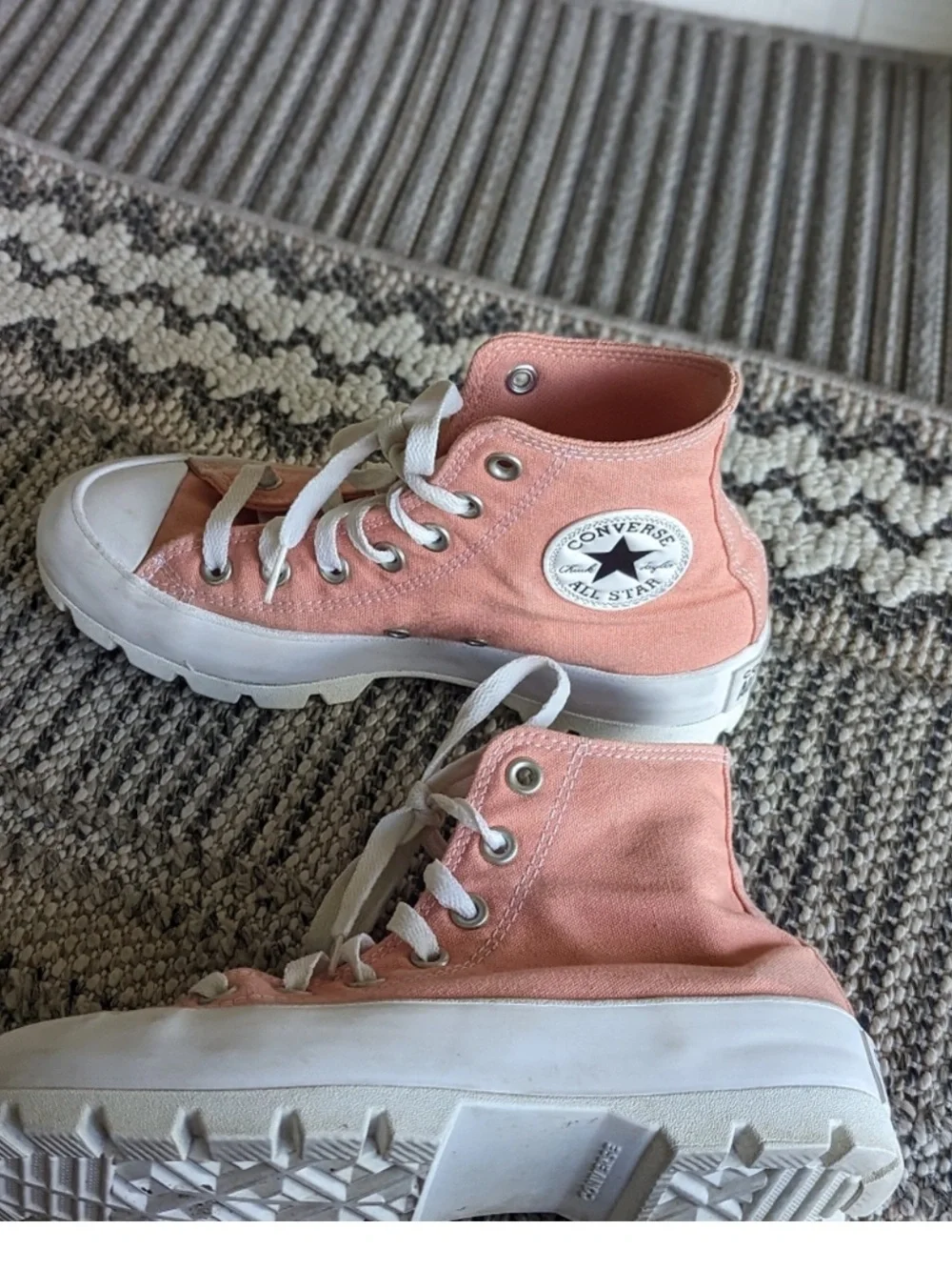 Converse Rose Pink Platform High-Top Lugged Sneakers
